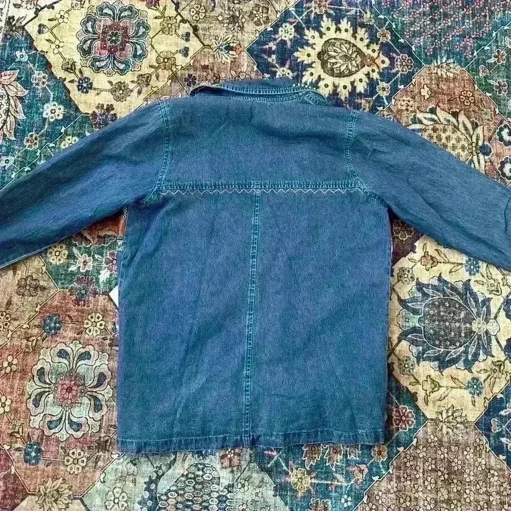 Vintage 220 Hickory Denim Jacket with Unique Decorative Patterns - Picture 2 of 3